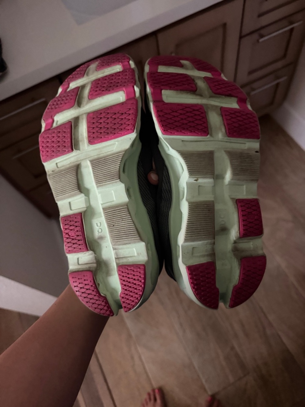 On Running Women's Gray Running Sneakers with Pink Details - Picture 4 of 4